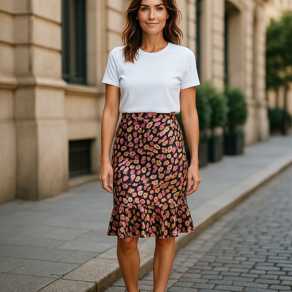 ANTHROPOLOGIE Eva Franco Leopard 2 XS Ruffle Midi Skirt $128 NWT High Waist